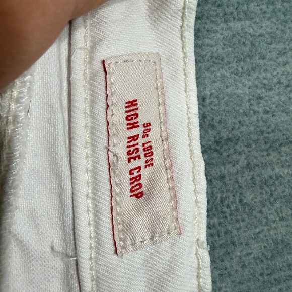 Lucky Brand Jeans Women 8/29 White 90s Loose High Rise Crop Frayed Hem Casual - Picture 3 of 10